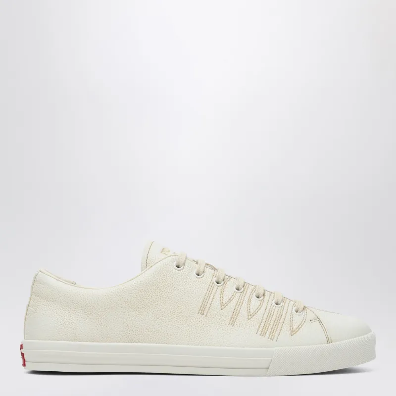 Talc-Coloured Leather Sneakers made by Prada