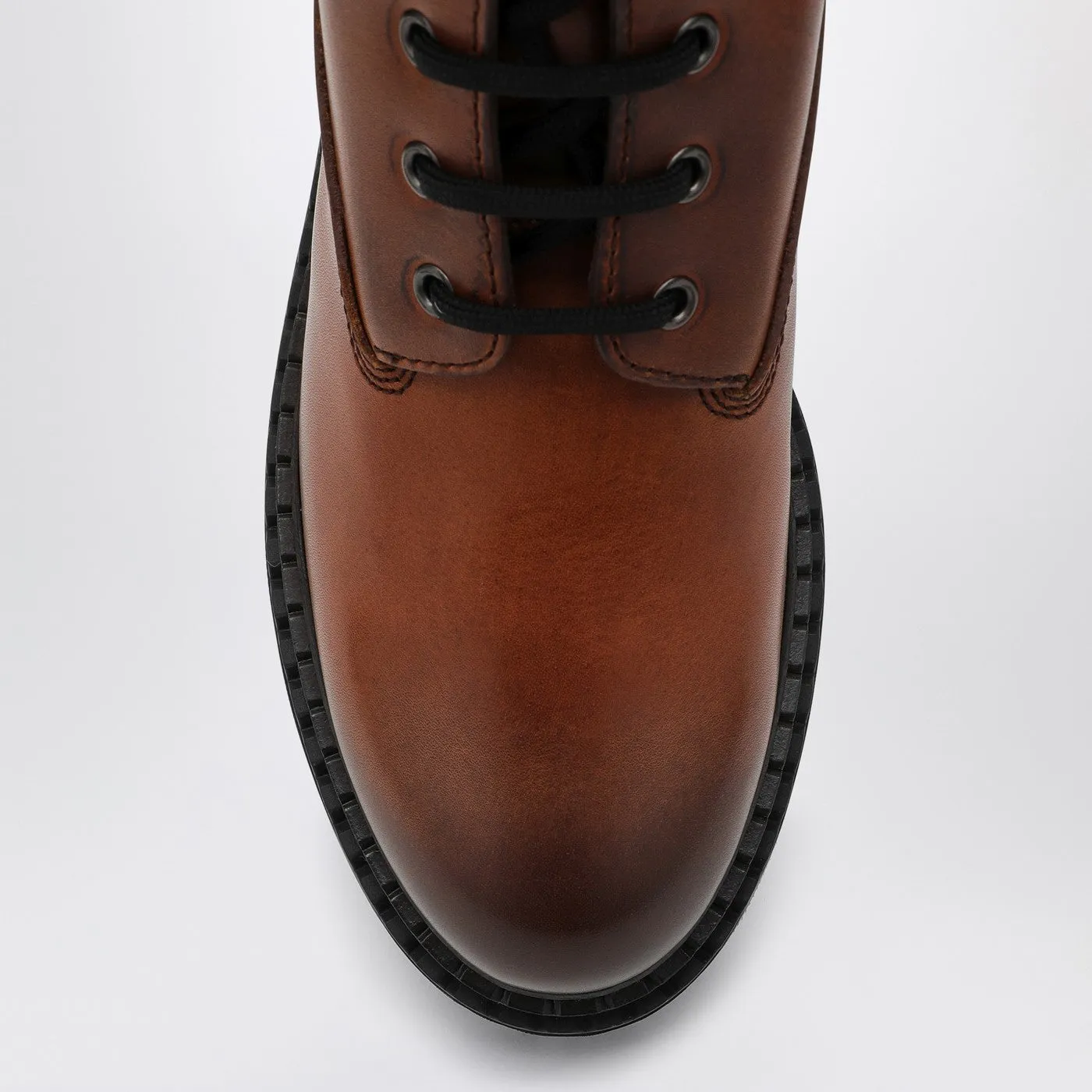 Cognac-Coloured Ankle Boots In Leather And Re-Nylon sold by Wanan Luxury product image thumbnail 3