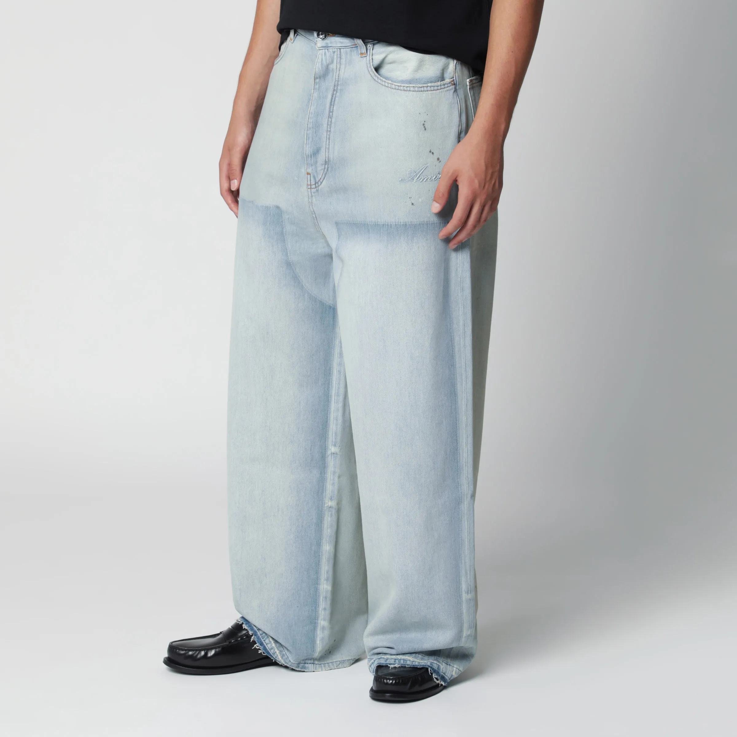 Light Blue Washed Wide-Leg Jeans sold by Wanan Luxury product image thumbnail 3