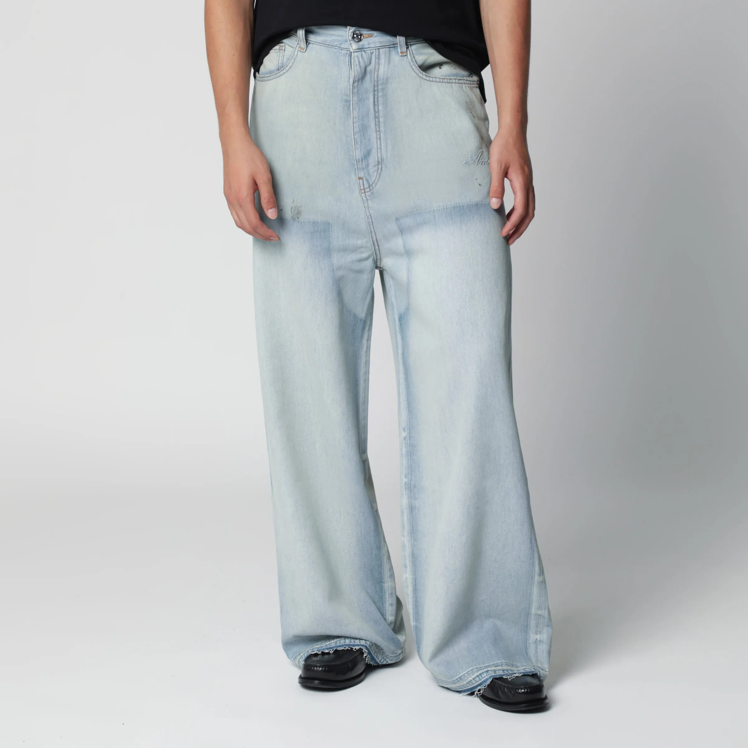 Light Blue Washed Wide-Leg Jeans sold by Wanan Luxury