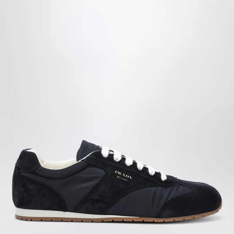 Blue Fabric And Suede Sneakers made by Prada