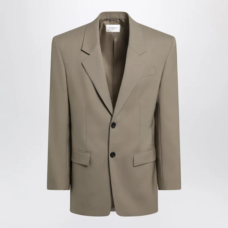 Beige Single-Breasted Wool And Mohair Jacket made by Yves Saint Laurent