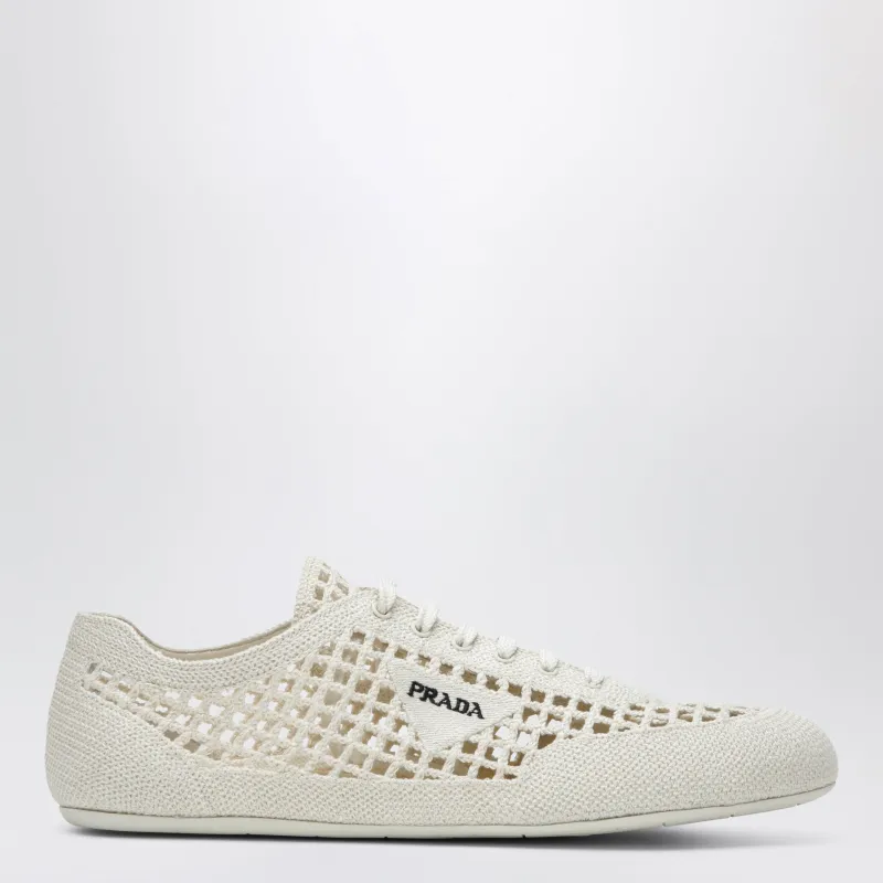 Collapse Sneakers In Ivory Crochet Knit made by Prada