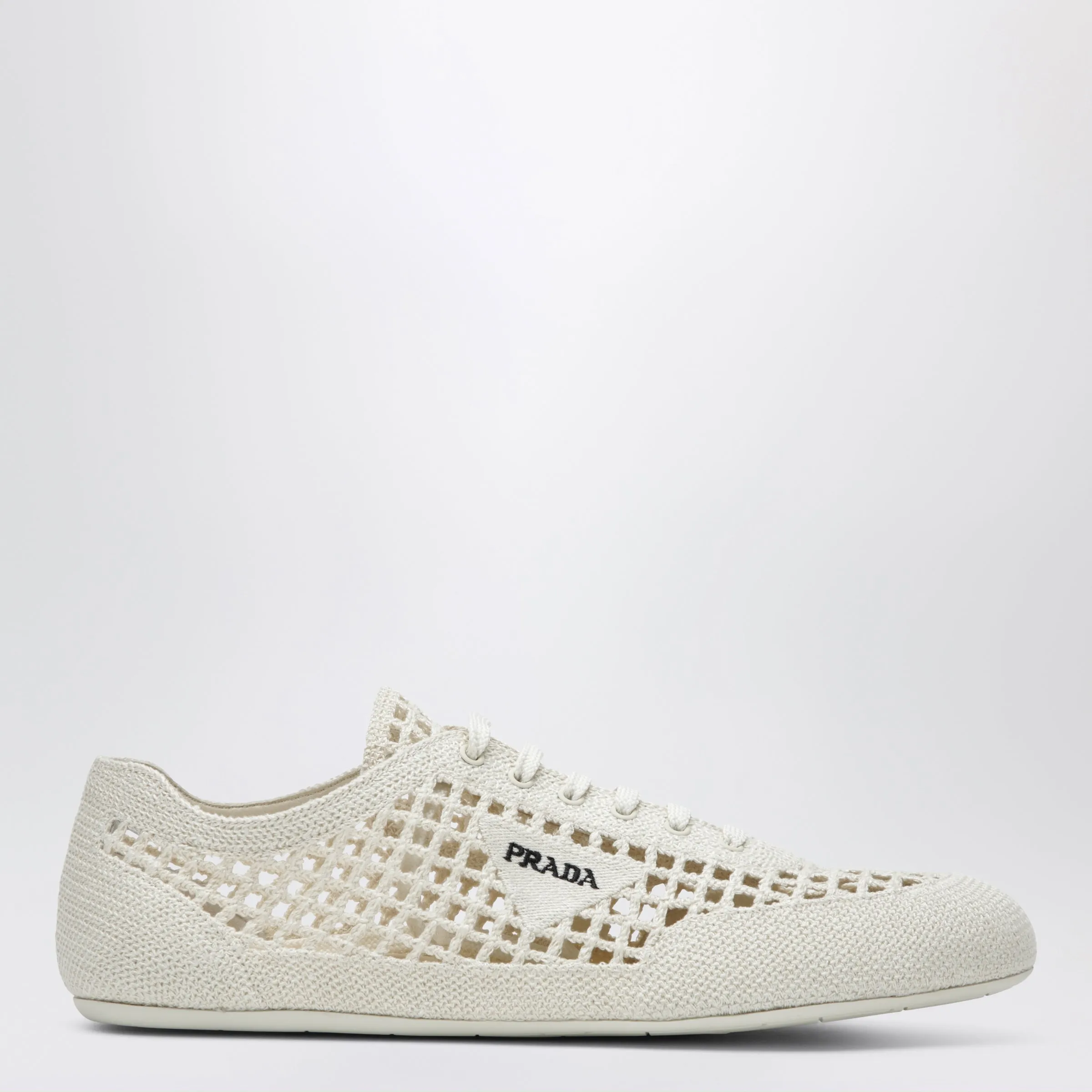 Collapse Sneakers In Ivory Crochet Knit sold by Wanan Luxury