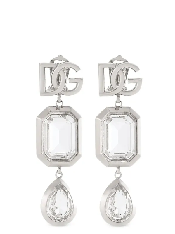 Pendant Earrings With Crystals Jewelry Silver made by Dolce & Gabanna