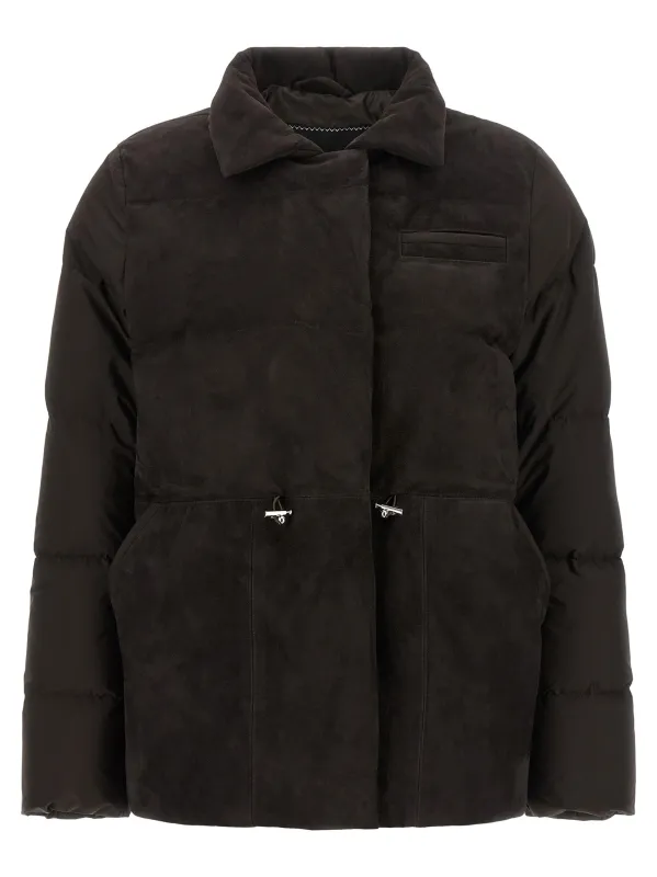 Drawstring Down Jacket Brown made by Kiton