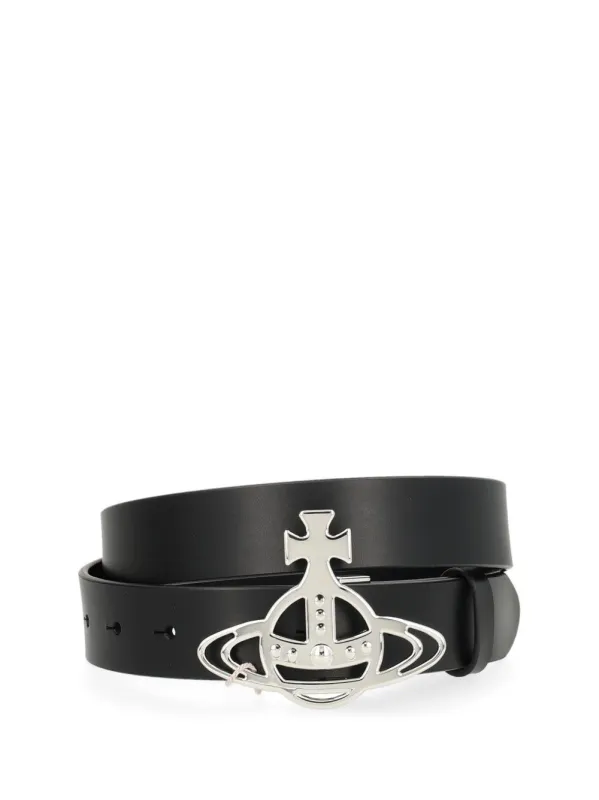 Orb Leather Belt Black made by Vivienne Westwood