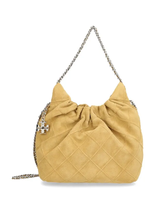 Fleming Mini Hobo Bag In Suede Shoulder Bags Brown made by Tory Burch