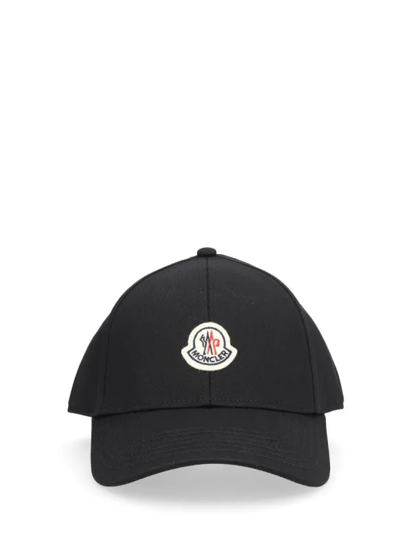 Cotton Baseball Cap Hats Black made by Moncler