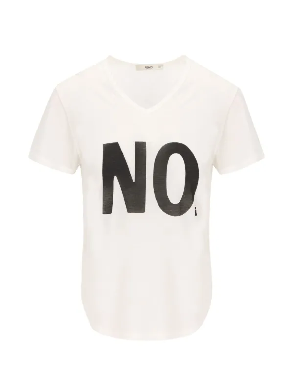No Print Cotton T-Shirt made by Fendi