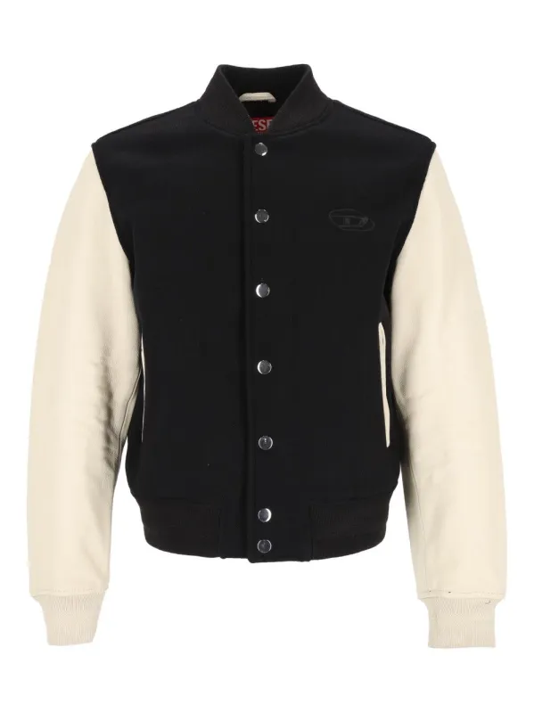 Wool And Leather Blend Bomber Jacket Multicolor made by Diesel