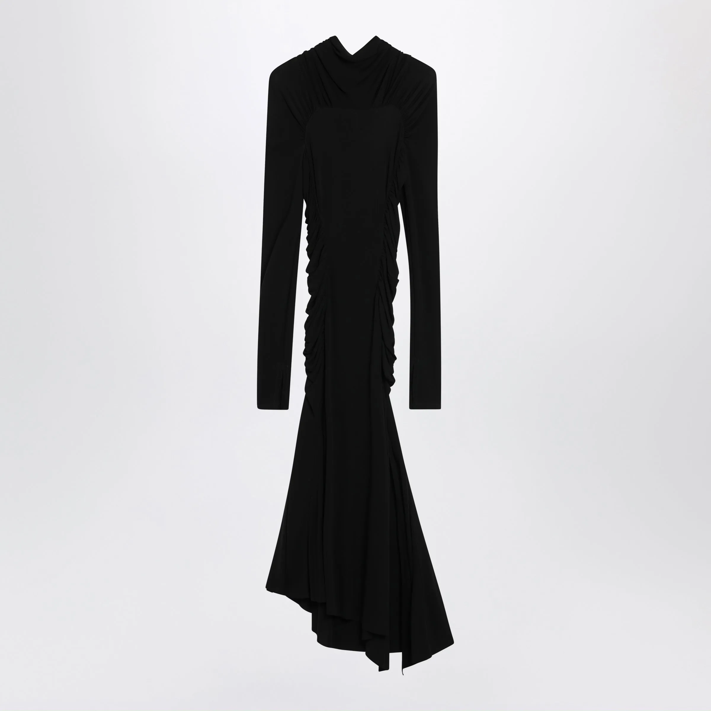 Black Midi High-Neck Dress In Viscose sold by Wanan Luxury
