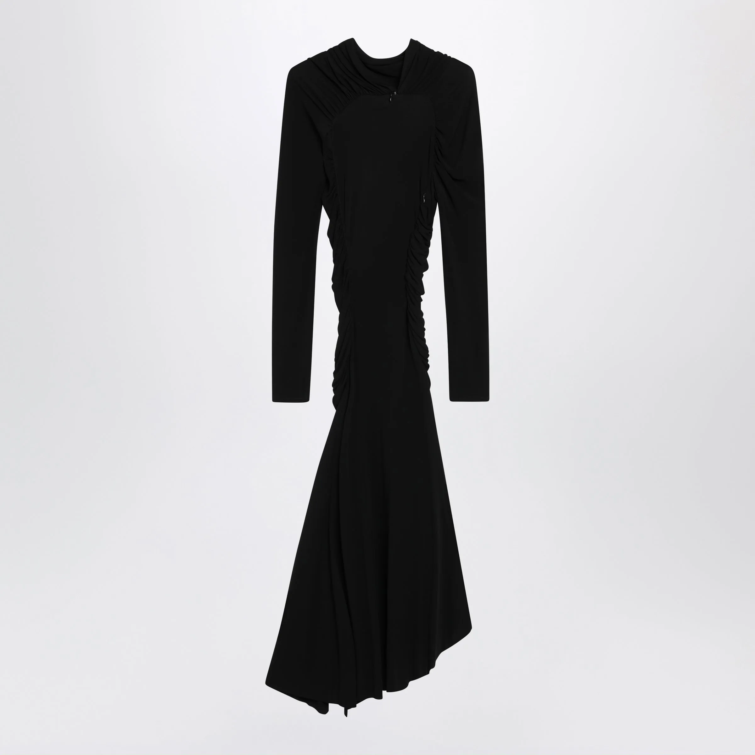 Black Midi High-Neck Dress In Viscose sold by Wanan Luxury product image thumbnail 2