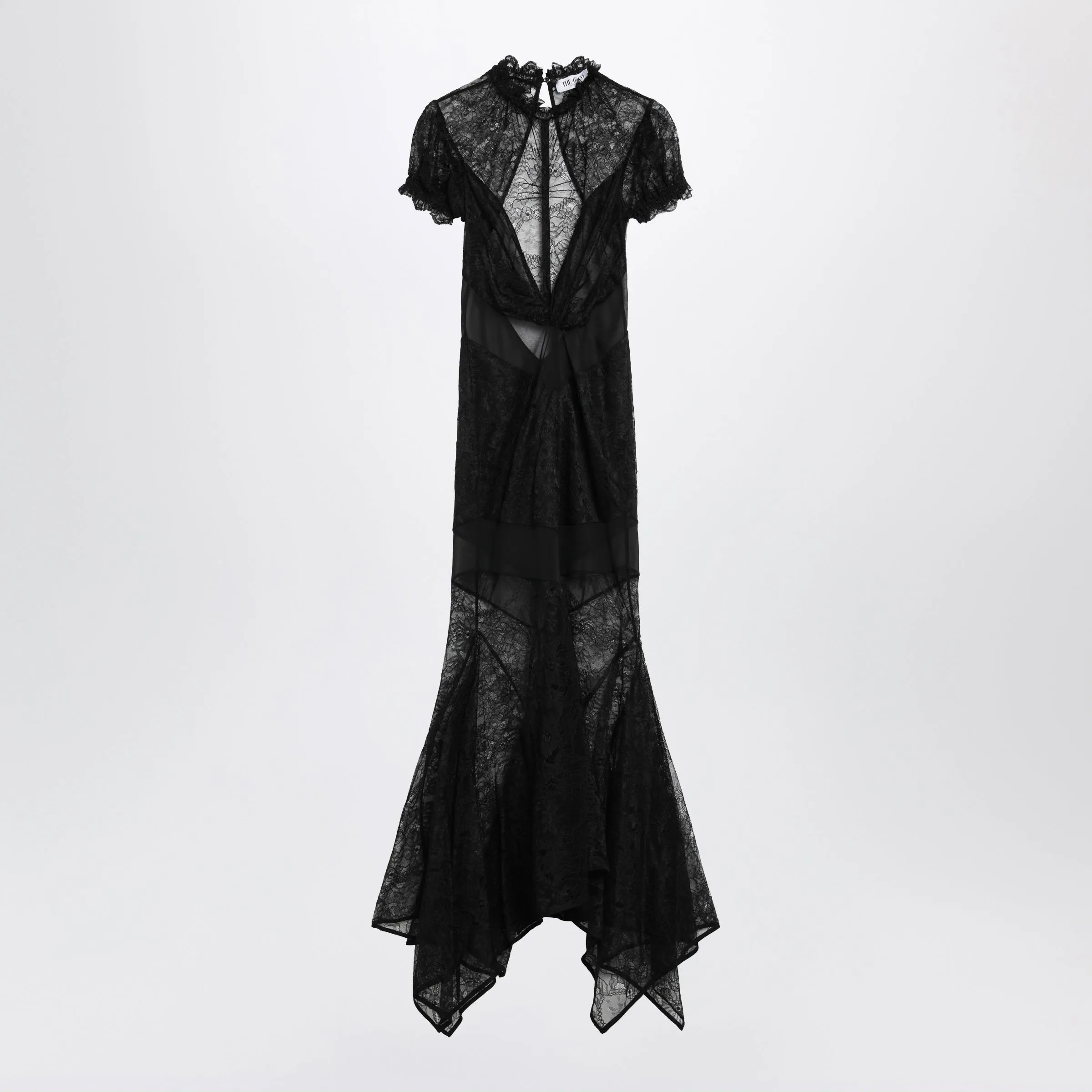 Black Semi-Sheer Lace Midi Dress sold by Wanan Luxury