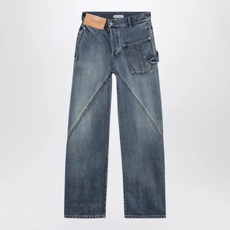 Workwear Twisted Mid Blue Cotton Jeans made by J.W. Anderson