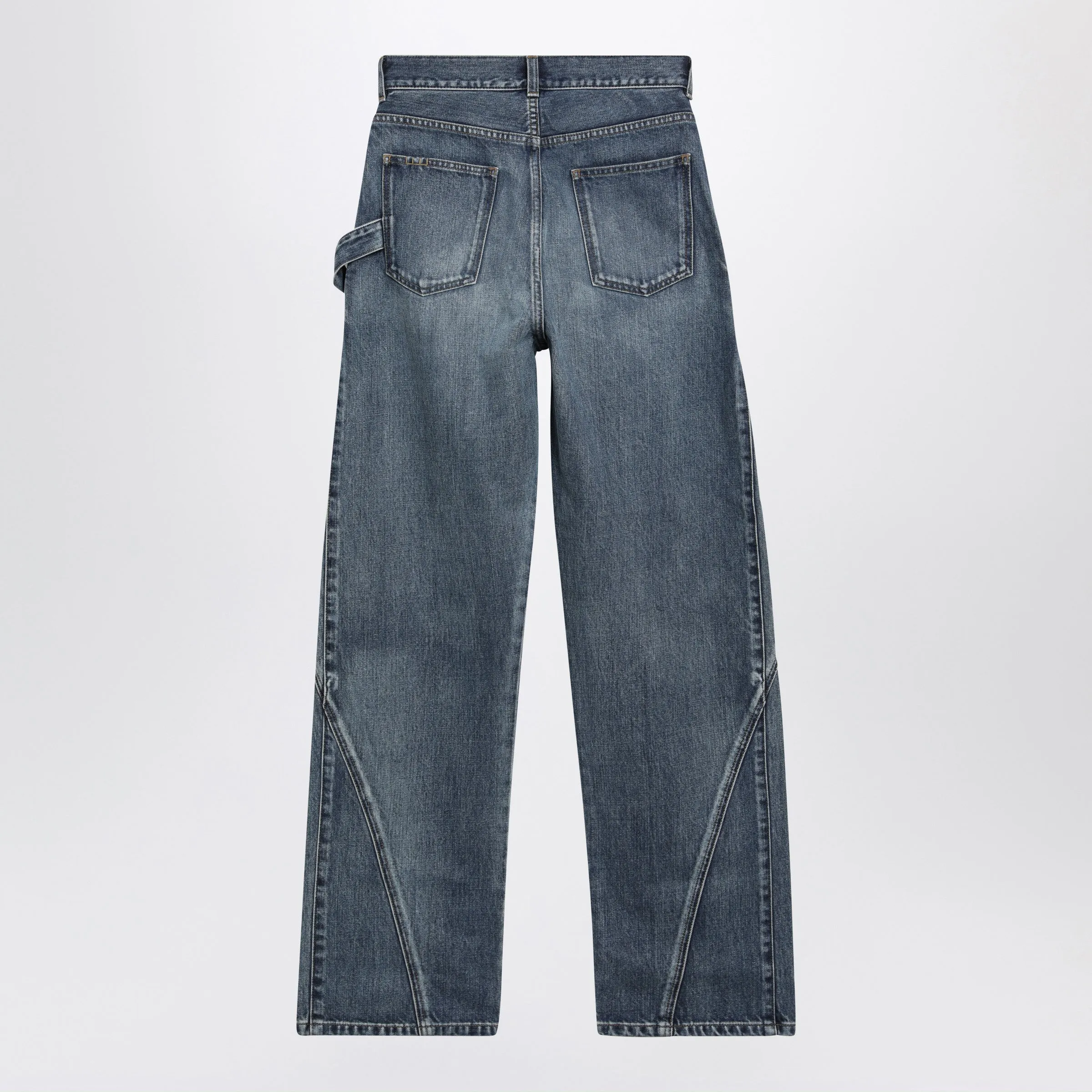 Workwear Twisted Mid Blue Cotton Jeans sold by Wanan Luxury product image thumbnail 2