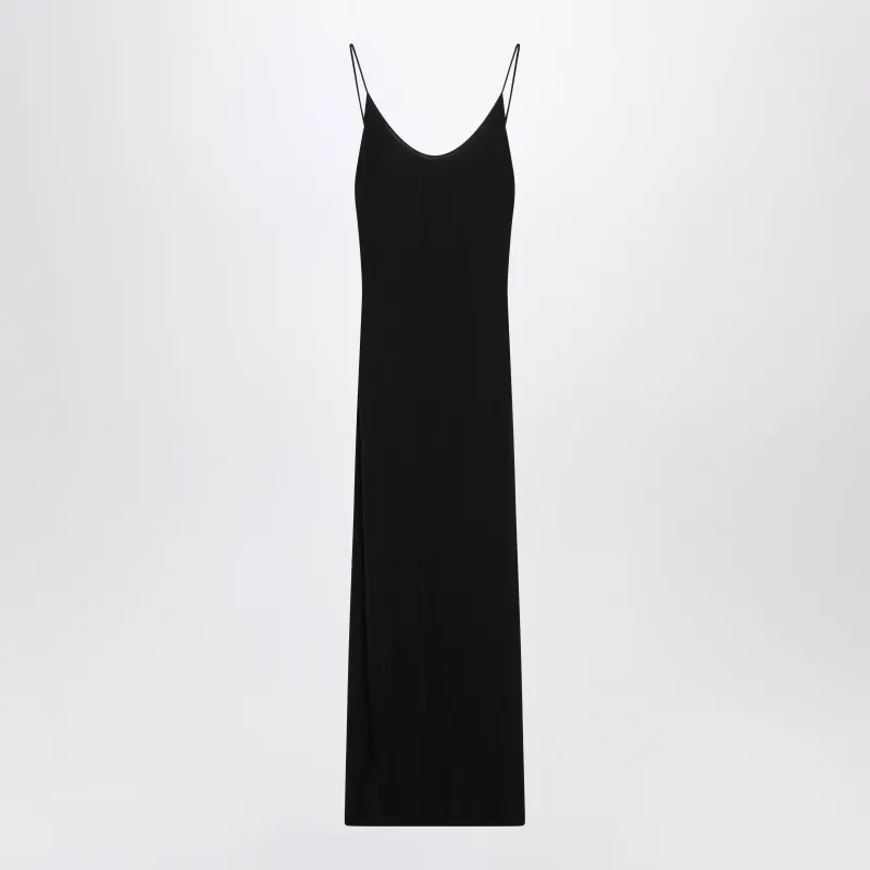 Backless Black Viscose Maxi Dress made by Yves Saint Laurent