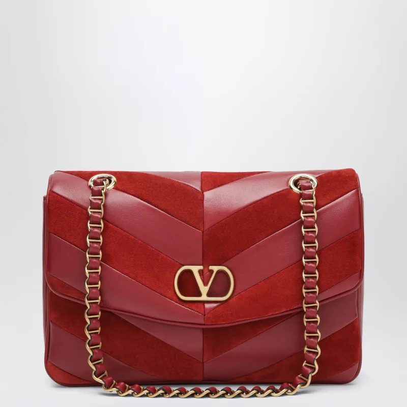 Djuna Medium Red Suede And Nappa Shoulder Bag made by Valentino Garavani
