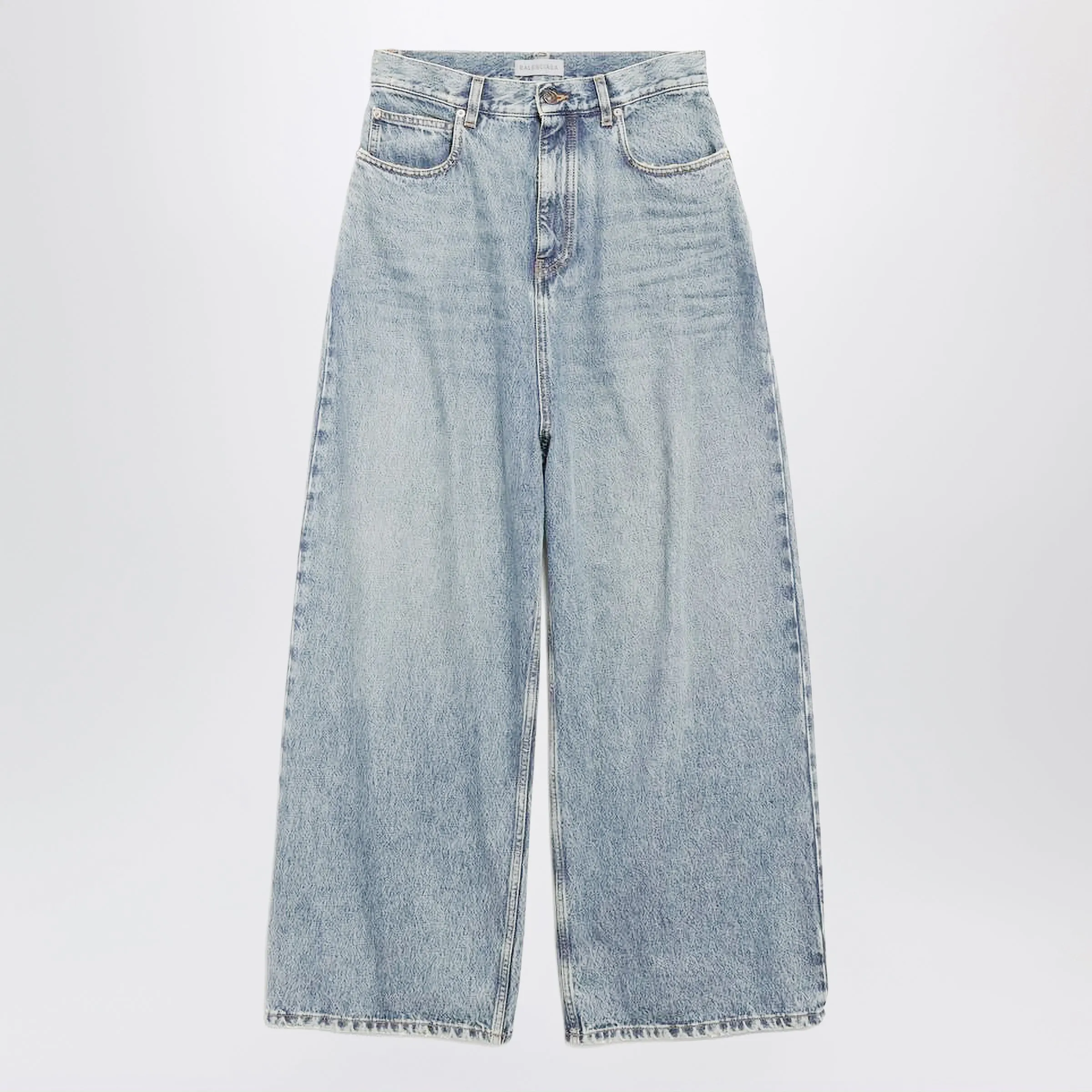 Wide-Leg Light Blue Cotton Jeans sold by Wanan Luxury