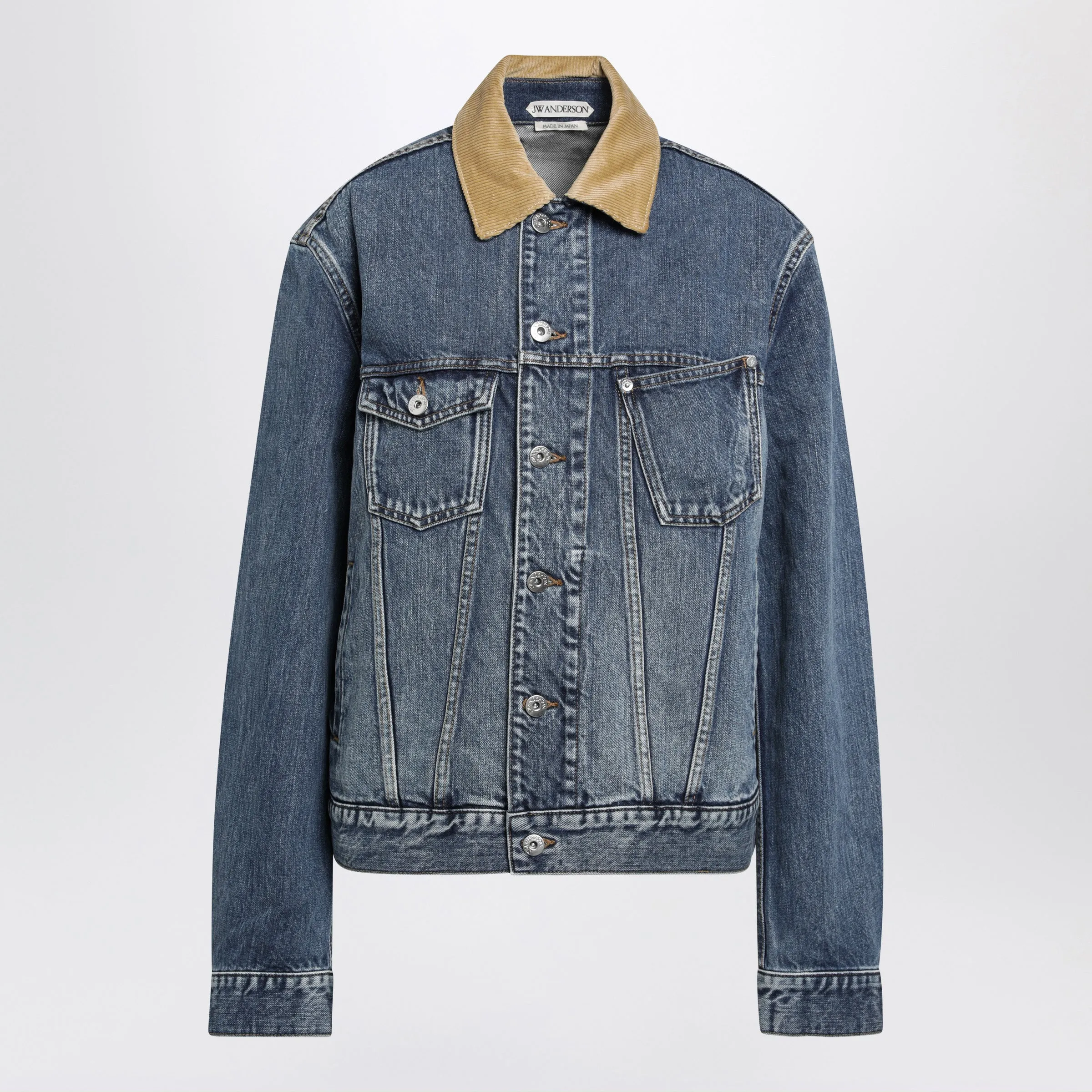 Denim Jacket In Mid Blue Cotton sold by Wanan Luxury