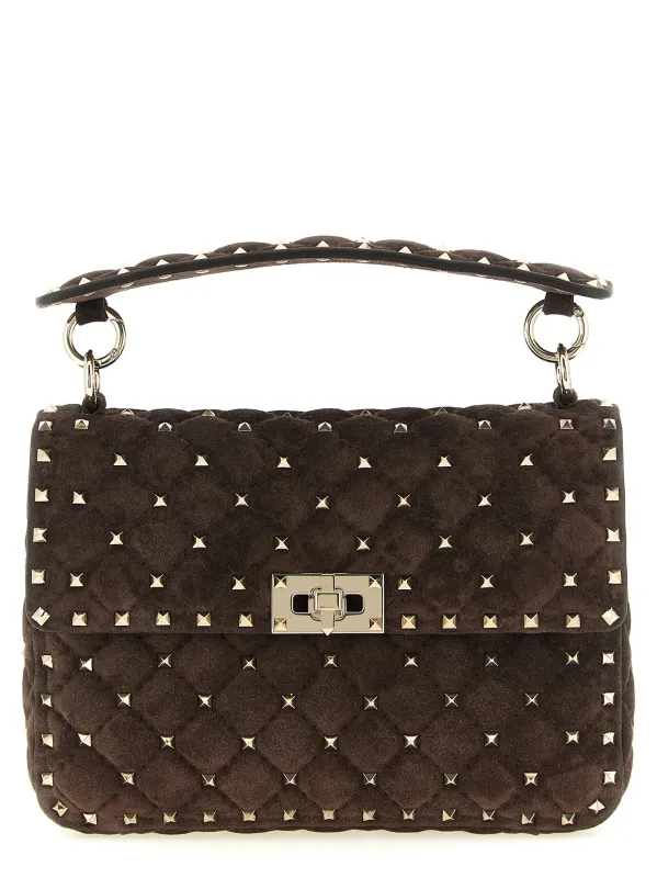 Rockstud Spike Mediium Crossbody Bags Brown made by Valentino Garavani