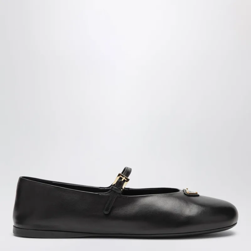 Black Nappa Leather Ballet Flats made by Prada