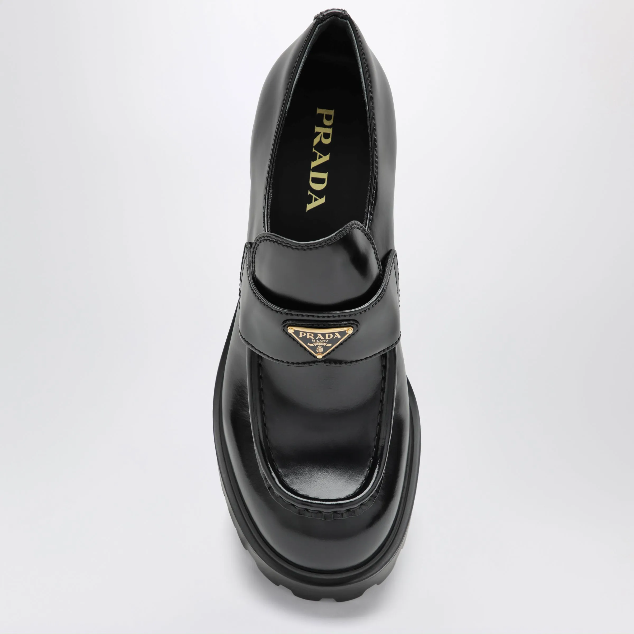 Brushed Leather Heeled Loafers In Black sold by Wanan Luxury product image thumbnail 3