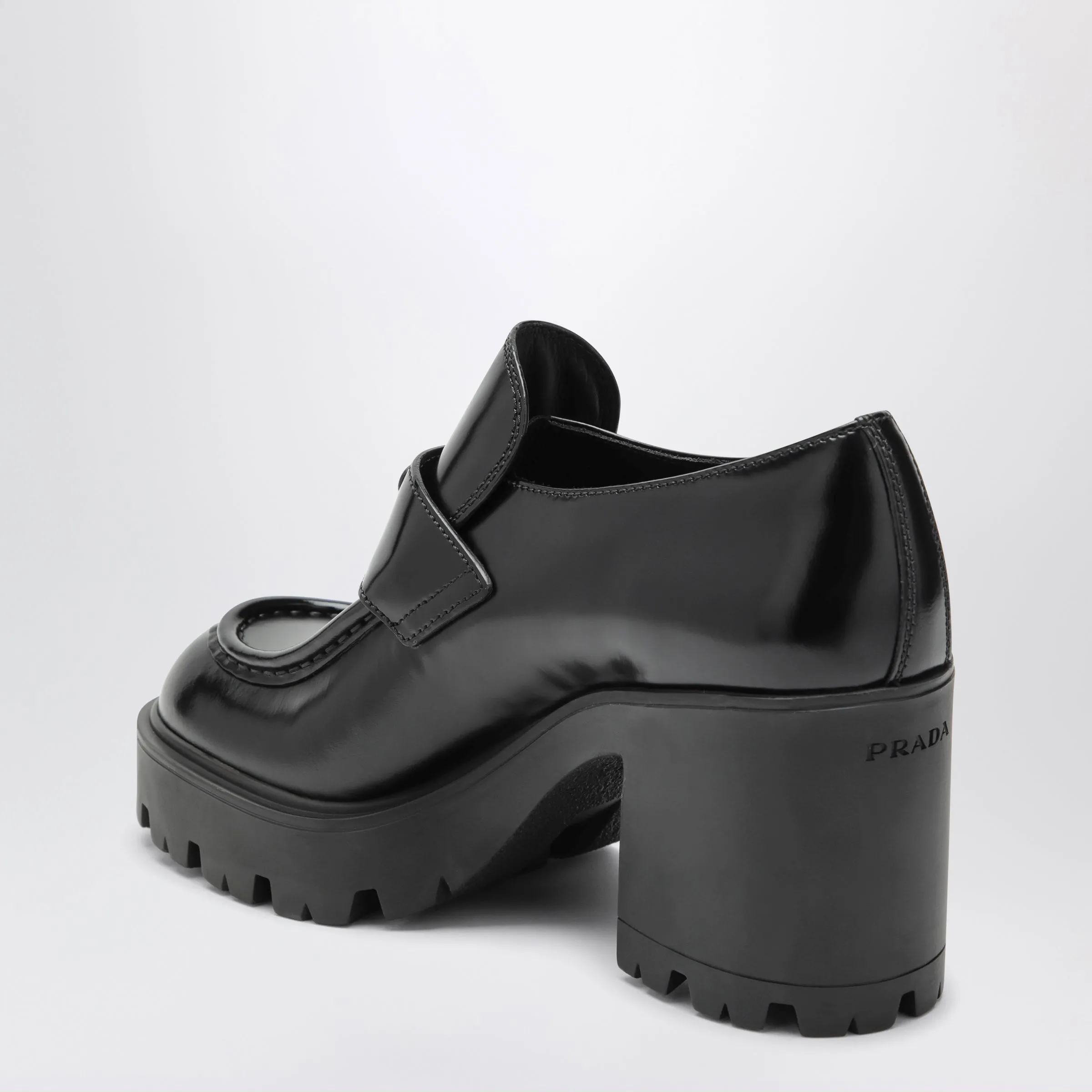 Brushed Leather Heeled Loafers In Black sold by Wanan Luxury product image thumbnail 2