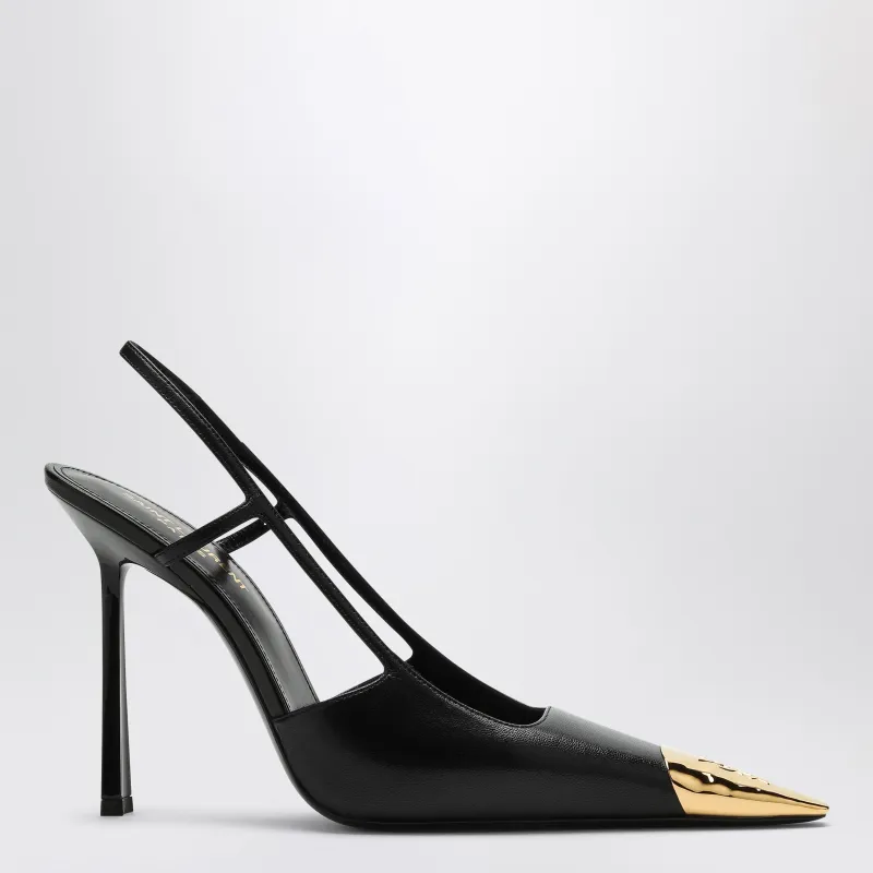 Jeanne Slingback Pumps In Black Leather made by Yves Saint Laurent