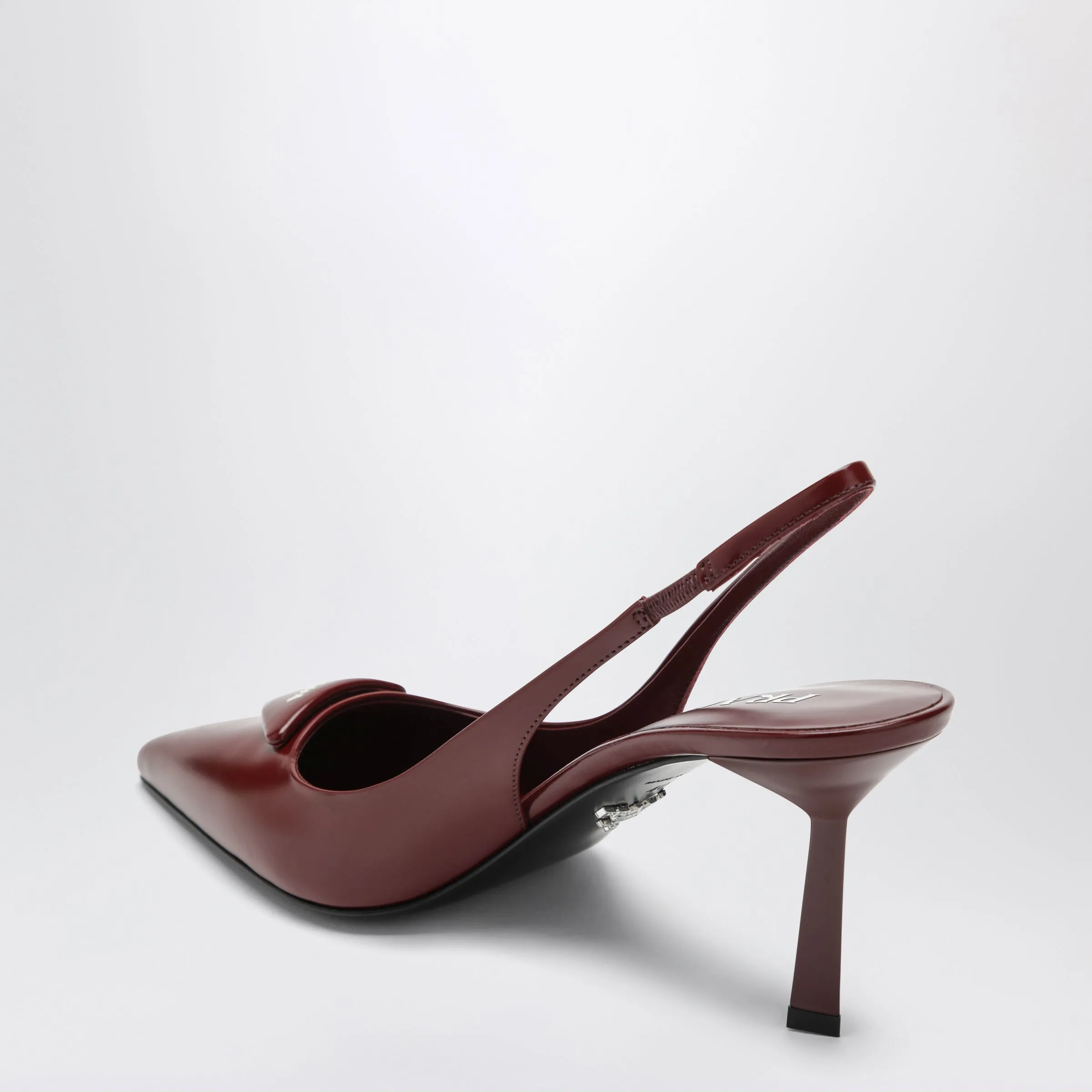Brushed Leather Slingback Pumps In Purple sold by Wanan Luxury product image thumbnail 2