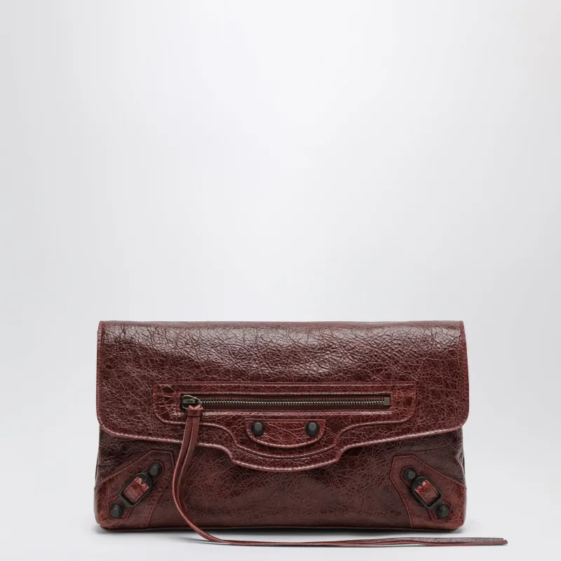 Le City Pouch In Merlot Leather made by Balenciaga
