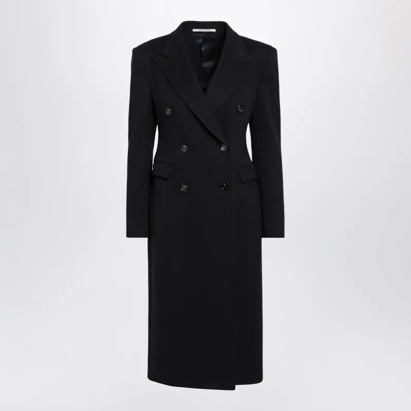 Double-Breasted Blue Wool Coat made by Tagliatore