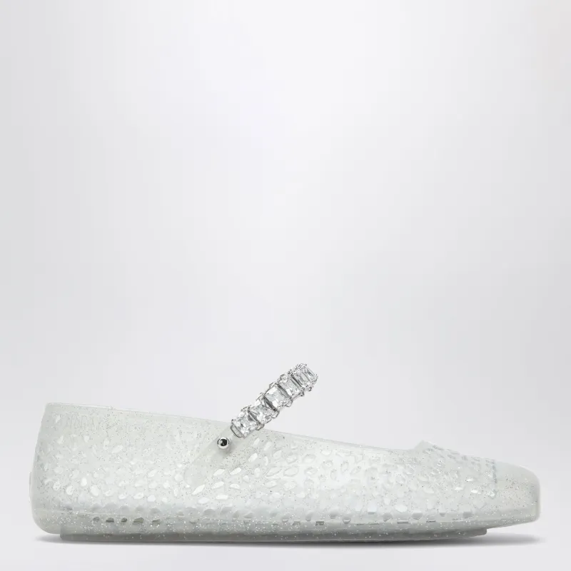 The Jelly Transparent Ballet Flats With Crystals made by Jimmy Choo