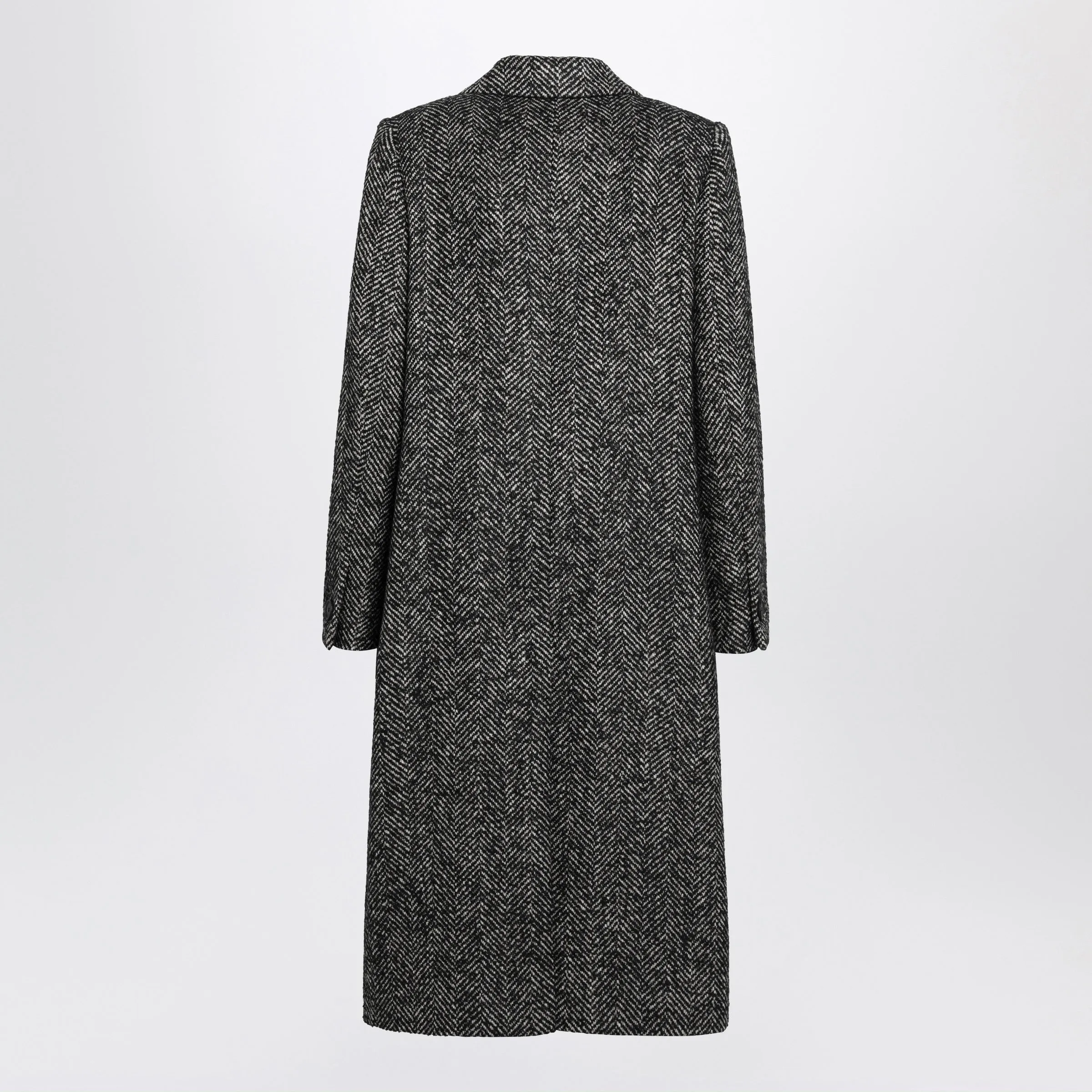 Single-Breasted Black Herringbone Coat In Wool Blend sold by Wanan Luxury product image thumbnail 2