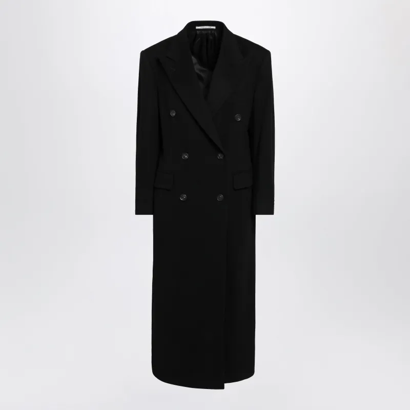 Double-Breasted Black Wool Coat made by Tagliatore