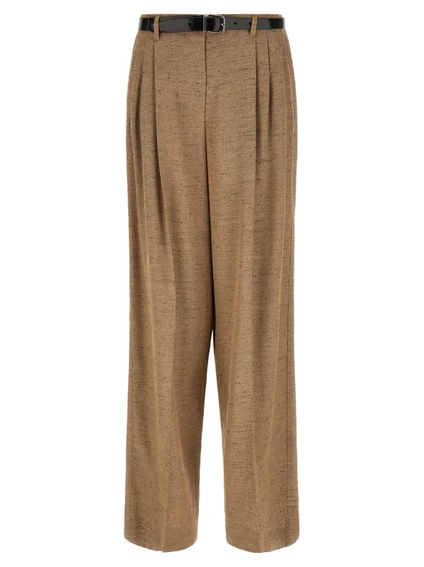 Tweed Effect Trousers Pants Beige made by Dolce & Gabanna