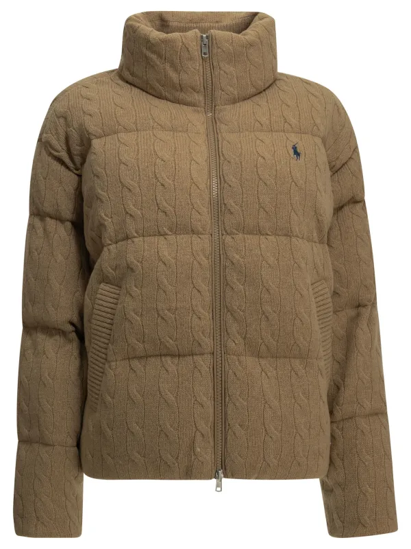 Short Down Jacket Made Of Wool And Cashmere Knit Jackets And Coats Beige made by Polo by Ralph Lauren