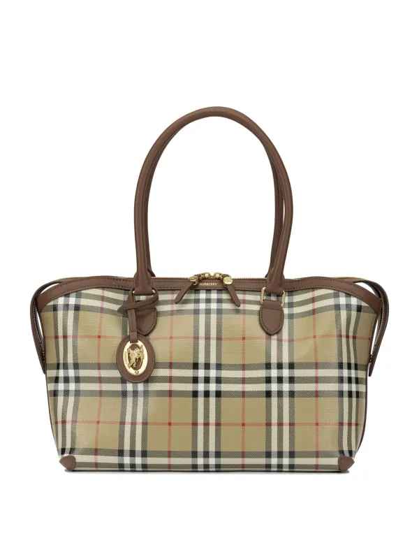 Tote Check Shoulder Bags Beige made by Burberry