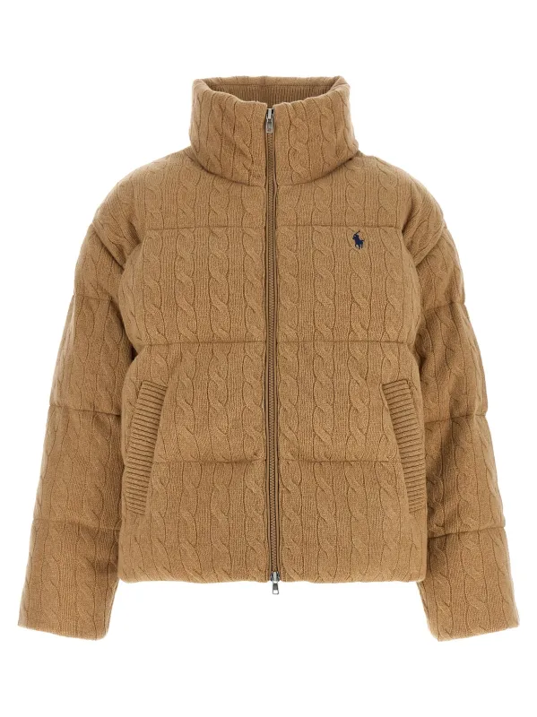 Knitted Braided Down Jacket Beige made by Polo by Ralph Lauren