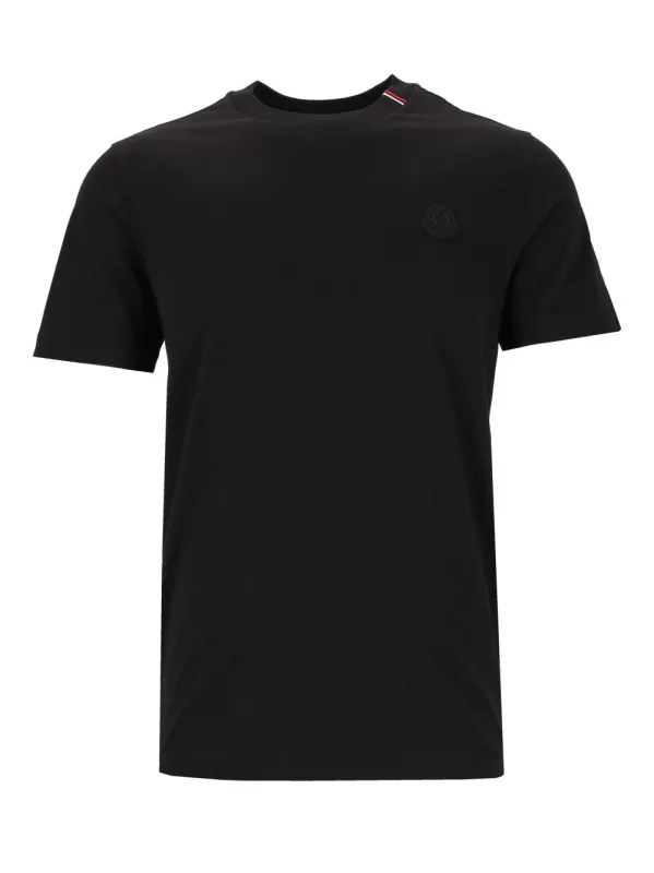 Short-Sleeved With Striped Details T-Shirt Black made by Moncler
