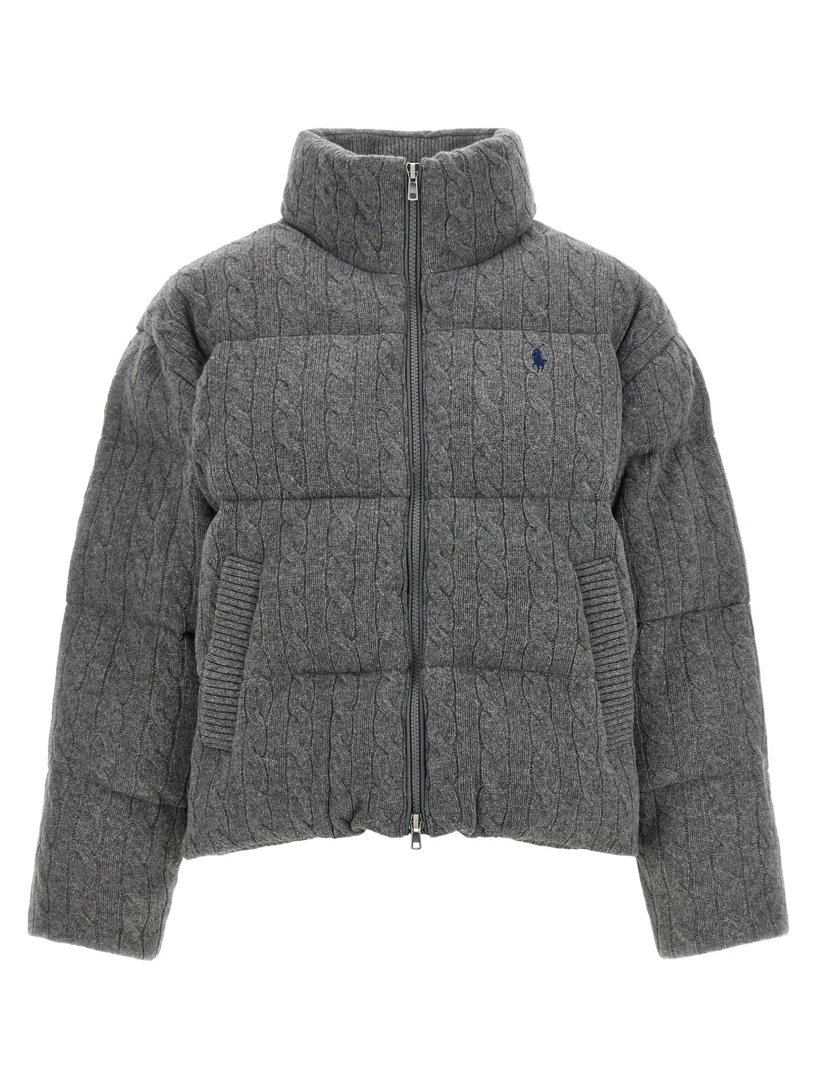 Knitted Braided Down Jacket Gray sold by Wanan Luxury
