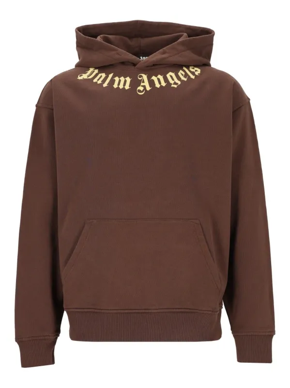 Neck Logo Hoodie Sweatshirts Brown made by Palm Angels
