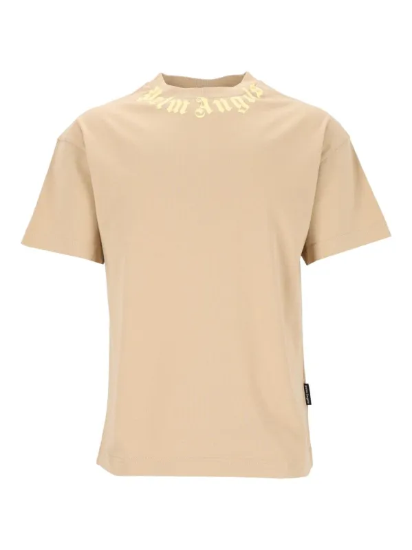 Neck Logo T-Shirt Beige made by Palm Angels