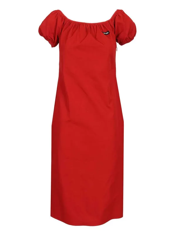 Cotton Midi Dress Red made by Miu Miu