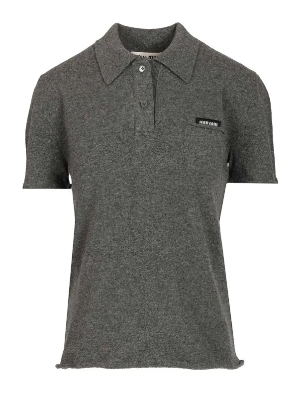 Cashmere Polo Shirt Grey made by Miu Miu