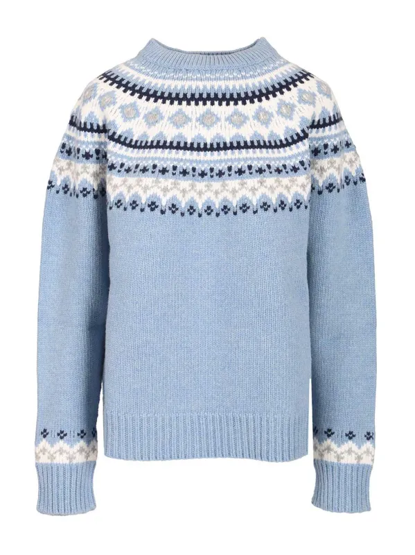 Wool Sweater Knitwear Light Blue made by Miu Miu