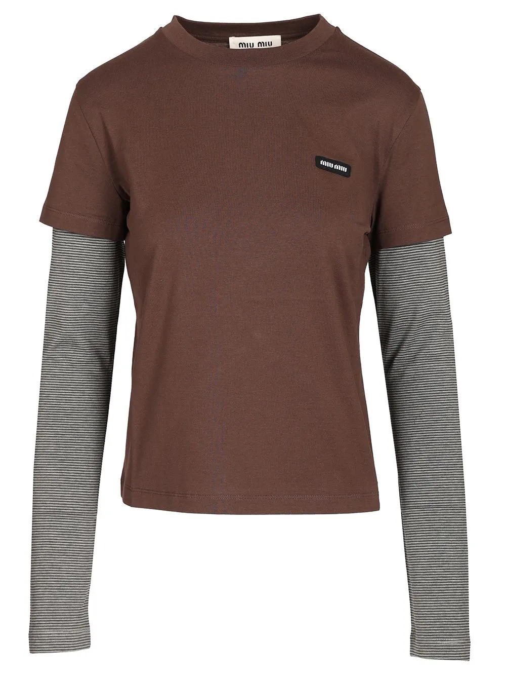Long-Sleeved Double-Layer T-Shirt Brown sold by Wanan Luxury
