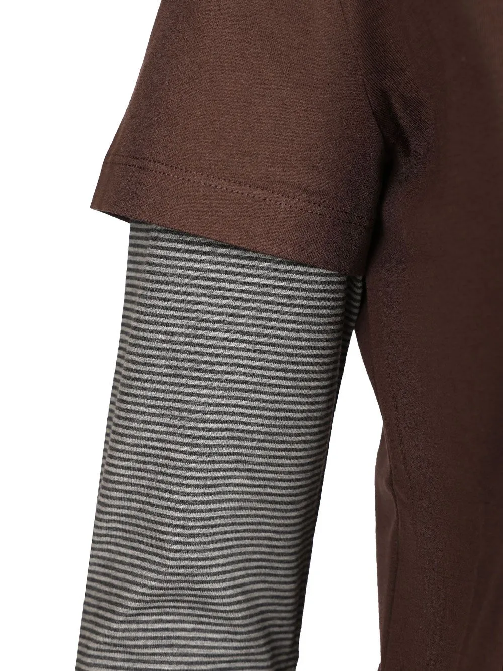 Long-Sleeved Double-Layer T-Shirt Brown sold by Wanan Luxury product image thumbnail 5