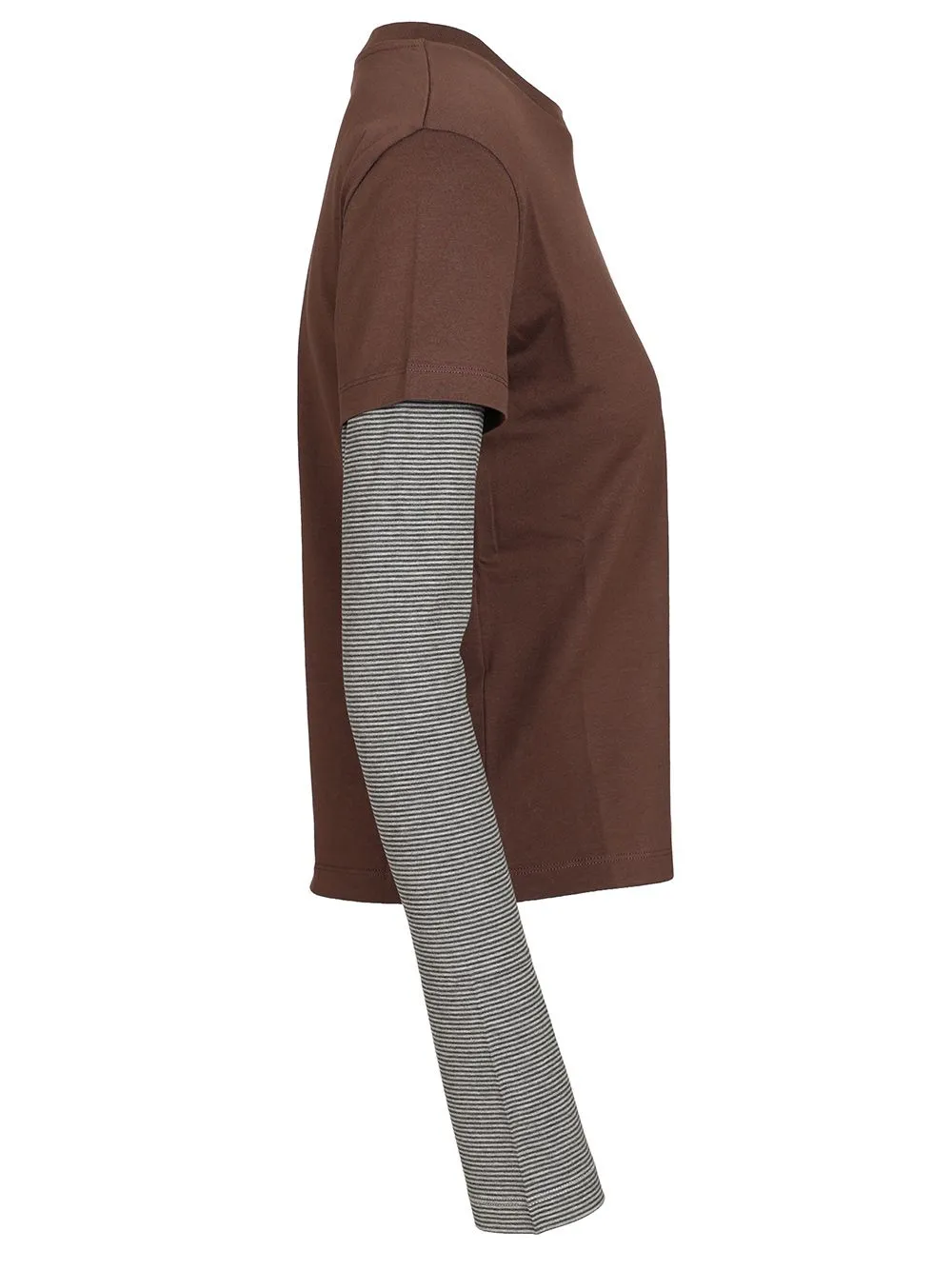 Long-Sleeved Double-Layer T-Shirt Brown sold by Wanan Luxury product image thumbnail 3