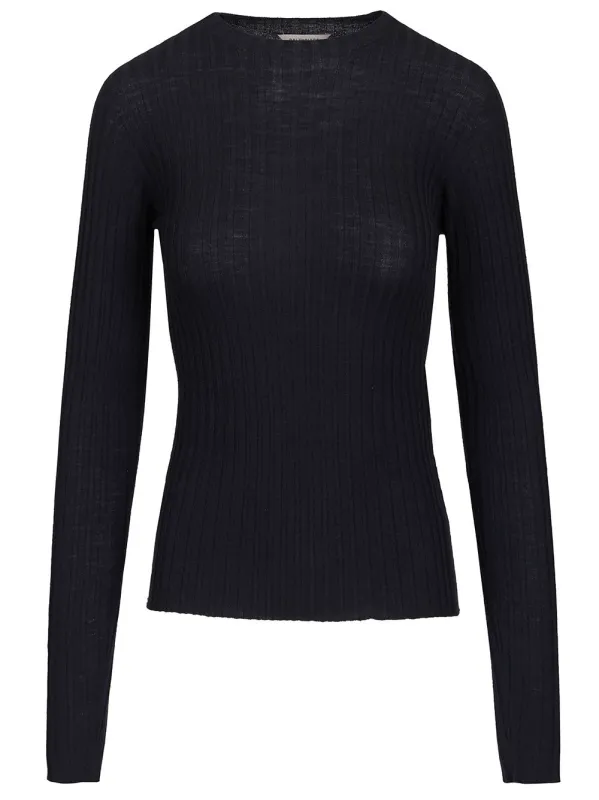 Ribbed Knit Sweater Knitwear Blue made by Balenciaga